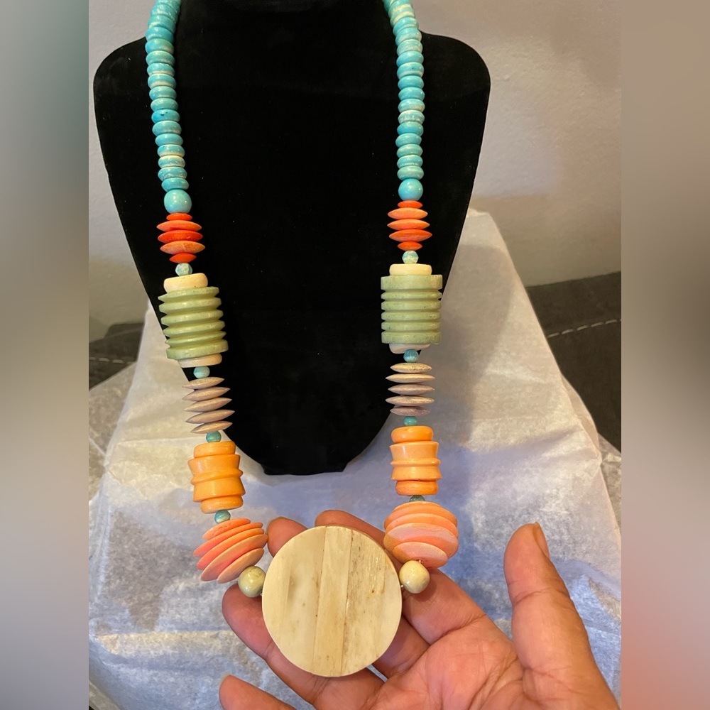Vintage Boho Wood Necklace "Spring Boughs"